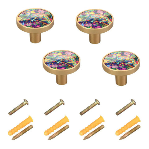 Customizable Cool Cartoon Color Changing Chameleon Cabinet And Drawer Knobs Decorative 1.26 Inch 32mm Closet Knobs For Bedroom 4 Pack Easy To Install And Perfect For Modern Homes, shown with screws