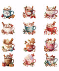 12 Piece Dessert Cup Iron On Transfer Kit For Christmas Festive Dessert Cup Designs DIY Heat Transfer Stickers