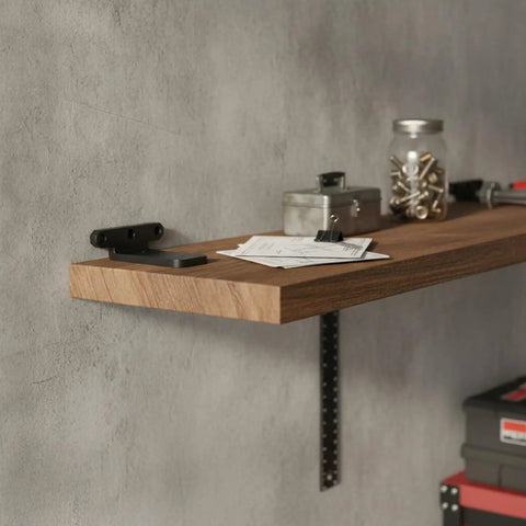 Hidden Triangle Bracket For Floating Shelves Solid Iron With Matte Black Finish Ultra Slim Invisible Wall Mount under wooden shelf