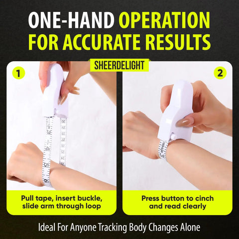 Slim Accurate Retractable Body Measuring Tape 2 Pack with inch and centimeter dual scale in use on wrist