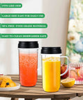 22oz Blender Cup Replacement Set With Flip Top On The Go Lid And Handle For 250W MB1001 Blenders, food-grade, with drinks inside
