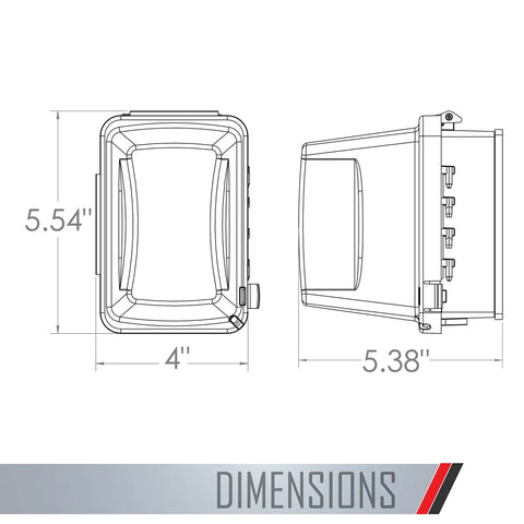 Technical drawing of Weatherproof 1-Gang Outdoor Outlet Cover With Clear Finish, 4.75 Inch Deep, dimensions shown in inches