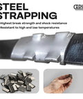 Heavy Duty Refill Pack For Round 3/4 Inch Steel Strapping Kit With 200 Feet Coil And 1700 Lbs Break Strength, seal detail