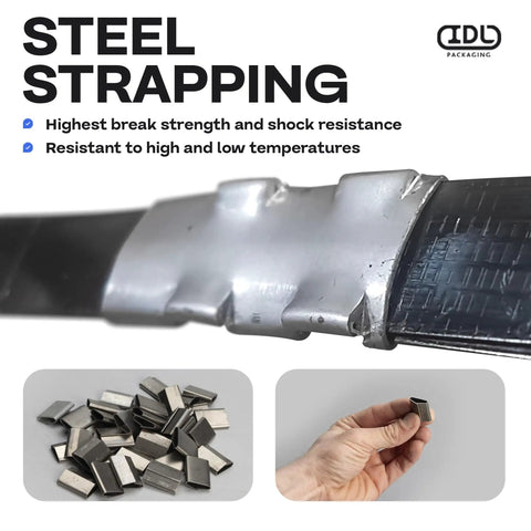 Heavy Duty Refill Pack For Round 3/4 Inch Steel Strapping Kit With 200 Feet Coil And 1700 Lbs Break Strength, seal detail