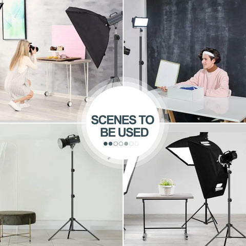 Two Pack 7 Ft Light Stands For Photography And Video in studio setups, supporting softboxes and flashes