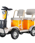Haoweih 4 Passenger Electric Golf Cart For Adults And Seniors, 20 Mile Range, 440 Lb Capacity, Low Speed Lsv For Neighborhood, Retirement Community, And Golf Course With 650W Ac Motor And Led Display, yellow with gray seats.