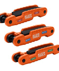 Pro Level Folding Hex Key Set Sporting Extended Blades loaded with 31 Metric SAE Allen Wrenches and Torx Drivers in a folded state.
