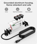 Beefy 3 Outlet Surge Protector With Twelve Gauge Cord And Six Foot Length Individual Switches Grounding Protection 20 Amp Circuit Breakers NEMA 5-15P Plug Brushed Silver Power Strip For Home Office Workshop And Studio, exploded view