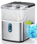 Countertop Nugget Ice Maker Delivers Soft Pebble Ice In Minutes, 33 Lbs Per Day, Compact Self Cleaning Ice Machine with LED