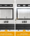 Three Light 24 Inch Matte Black LED Vanity Light With Frosted Acrylic Shades, Cool White 6000K for Bathroom Mirror, Off and On