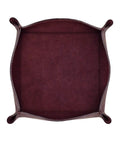 Top view of Handmade Italian Tumble Leather Valet Tray Organizer For Desk, durable office accessory in wine finish showing empty interior