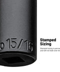 Half Inch Drive Shallow And Deep Impact Socket Set 7/16 To 1-1/4 Inch SAE 28 Piece Tough As Nails Chrome Molybdenum Steel close-up
