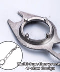 Heavy Duty 2 Piece Angle Grinder Wrench Kit Featuring A Solid Four Prong Flange Spanner close up, showing metal 4-claw design.