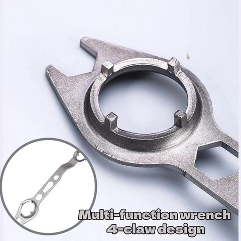 Heavy Duty 2 Piece Angle Grinder Wrench Kit Featuring A Solid Four Prong Flange Spanner close up, showing metal 4-claw design.