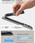 Person attaching MagSafe Wallet With Five Card Slots, RFID Blocking, And Adjustable Stand, Strong Magnetic Hold For Your Phone, on phone