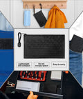 Black Oxford pouch for One Handed Precision Screwdriver Set shown in various usage scenarios, highlighting portability.