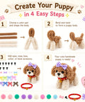 Extra Long Fluffy Chenille Pipe Cleaners Craft Kit 57-Piece Set With Colors, Noses, Eyes, Pom Poms, Collars, Bows And Decor Accessories For Totally Kid Friendly DIY Puppy And Animal Art Projects. Puppy craft steps