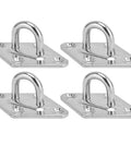 4 Pack Stainless Steel Pad Eye Hooks Set for Heavy Duty Ceiling Mounts and Wall Hangers, Snap Hooks and Pad Eye Plate Kit for Hammocks, Swing Sets