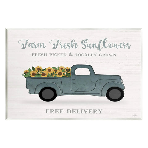 Farm Fresh Sunflowers Rustic Pickup Truck Wood Sign Wall Art By Natalie Carpentieri, Cozy Farmhouse Decor, MDF Wall Plaque