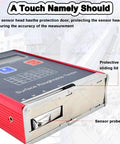 Portable Roughness Tester with LED Display showing a protective door and sensor probe.