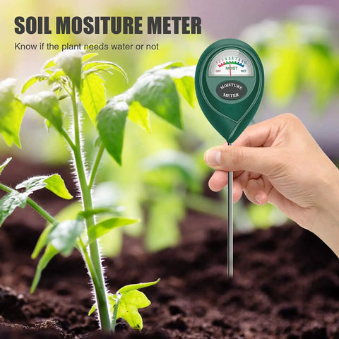 Hand holding 2 Pack Soil Moisture Meter Portable Garden Hygrometer No Battery Needed For Indoor Outdoor Use Root Friendly Probe
