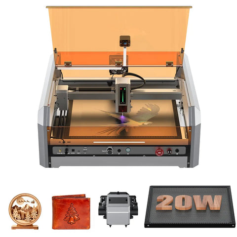 L8 Laser Engraver And Cutter With 20W Power Built In Acrylic Enclosure With Vent Air Assist Pump Honeycomb Bed Camera