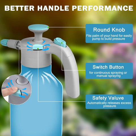 Handheld Garden Pump Sprayer 1/2 Gallon With Safety Valve Adjustable Nozzle 360 Degree Sprayer Rod 68 Oz Capacity Easy Spray detail.