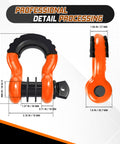 Two Pack D Ring Shackles 3/4 Inch Heavy Duty Tow Shackles With 7/8 Inch Screw Pin And Black Isolator Washer For Off Road Jeep And Truck Recovery 42,000 Lb Break Strength, measurements annotated