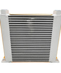 Low Noise Hydraulic Plate Heat Exchanger And Air Cooler With 250 L Per Min Flow, frontal view showcasing metal fins.