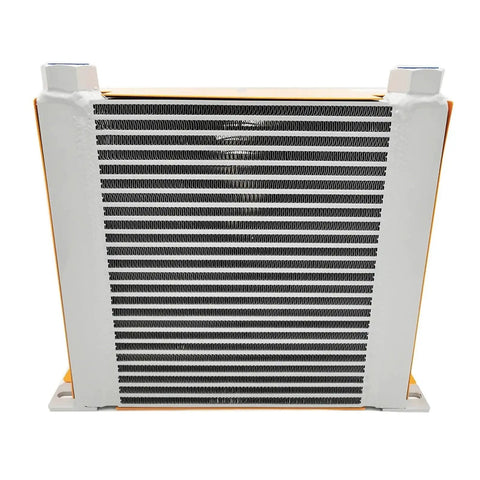 Low Noise Hydraulic Plate Heat Exchanger And Air Cooler With 250 L Per Min Flow, frontal view showcasing metal fins.