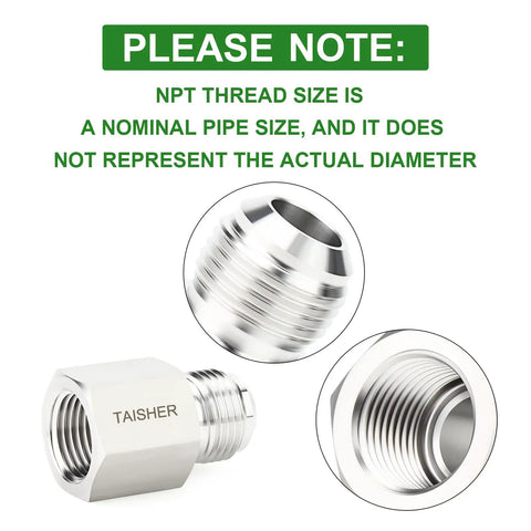 2-Pack 304 Stainless Steel Tube Flare Fittings Adapter 3/8 Inch Male Flare to 3/8 Inch NPT Female Half Union with Protective Case Go-To Choice for Industrial Piping and Equipment Connections, NPT thread note