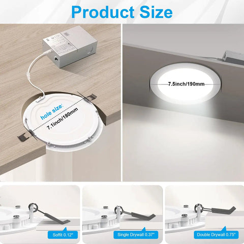 Dead Simple Flush Mount 7 Inch Led Recessed Light With Junction Box 3Cct Switchable 3000K To 6000K Dimmable Ceiling Canless Wafer Downlight Screaming Bright And Zero Headache Wiring Indoors