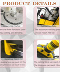 Heavy Duty Electric Hydraulic Busbar Processor Cutter 900W Motor And 700 Bar Pressure features reversing valve and hydraulic pump details.