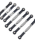 Aluminum Turnbuckle Pull Rod And Steering Linkage Set For One Fourteenth Scale RC Car Buggy With Screwdriver, CNC Machined Servo Link Rod Ends And Arm Tie Rods, Compatible With WLtoys 144001 Black, 7-piece black and silver rods