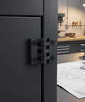 Black Plastic Cabinet Door Hinges 1.57 Inch Screw Mount Lift Off Enclosure Hinges for control panels, close-up view
