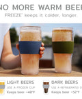 Freezable Beer Glasses Set Of 2 16 Oz Double Wall Insulated Pints Keep Brews Ice Cold Longer Gray Tumbler For Cold Drinks
