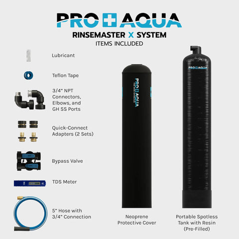 RinseMaster X 10,300 Gallon Deionized Water System For Car Wash And Factory Use, High Capacity Spotless Water With Pro Grade Clean, Heavy Duty Machine Delivers Streak-Free Shine Every Time. kit with tank, cover, bypass valve, TDS meter, hose, and fittings