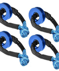 4 Pack Synthetic Soft Shackle Ropes 1/2 Inch With Protective Sleeve And Aluminum Recovery Rings Blue Heavy Duty Off Road Recovery Gear Kit For ATV UTV SUV Truck Marine Farming Industrial 41,000 Lbs Break Strength displayed on a white background.