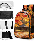 Maple Branch Autumn Cabin Printed Unisex Backpack with Large Capacity Built from Durable Polyester featuring handle and zipper