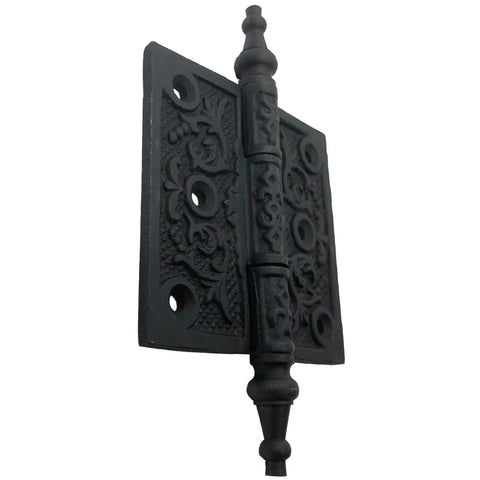 2 Pack Victorian Steeple Tip Ornate Hinges For Cabinets And Doors Heavy Duty Cast Wrought Iron With Hammered Finish