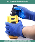 Person demonstrating a Magnetic Hanging Strap For Fluke Multimeters That Make Your Day On The Job Site And In The Workshop Fits Models 115 116 117 175 177 179 15B Plus 17B Plus 18B Plus 87V 287 289 And More Secure Hands Free Meter Accessory For Busy Techs.