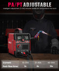 55 Amp Plasma Cutter CUT55i Dual Voltage 110V 220V IGBT Inverter shown with screen display and torch setup in workshop
