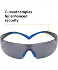 SecureFit Safety Glasses With Scotchgard Anti Fog Anti Scratch Lenses 20 Pack ANSI Z87 Rated Gray Lens Blue Gray Frame Flexible Temples