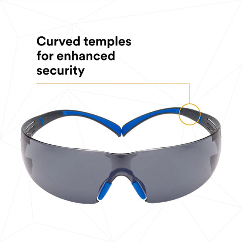 SecureFit Safety Glasses With Scotchgard Anti Fog Anti Scratch Lenses 20 Pack ANSI Z87 Rated Gray Lens Blue Gray Frame Flexible Temples
