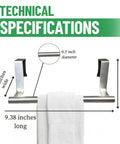 Over Cabinet Door Towel Rack Set 2 Pack Stainless Steel Hand And Dish Towel Holders with dimensions shown