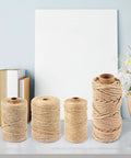 Natural Jute Twine Rope In 1.5mm 2mm 3mm And 6mm Sizes for crafts garden hacks gift packaging cat scratching post displayed on table