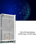 Beefy DC To DC Converter Module With Adjustable Voltage Regulator, showcasing sleek design with ventilation for efficient cooling.
