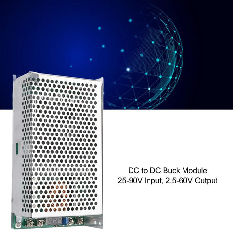 Beefy DC To DC Converter Module With Adjustable Voltage Regulator, showcasing sleek design with ventilation for efficient cooling.