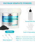 Ultra Fine Graphite Powder 3000 Mesh Dry Lubricant kit with syringe bottle, measuring spoon, and gloves; for precision applications.