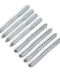 32 Pieces M6 Carbon Steel Hanger Bolts Double Ended Self Tapping Screws For Furniture Zinc Plated 70mm Long Heavy Duty Wood Joining Hardware